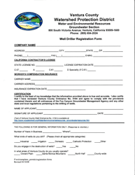 Document preview: Well Driller Registration Form - County of Ventura, California