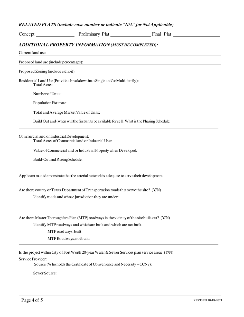 City Of Fort Worth Texas Request For Annexation Application And Checklist Fill Out Sign 3840