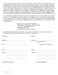 Form 81-1010 A Demolition Contractor License Bond - Class a - City of Philadelphia, Pennsylvania, Page 2