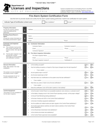 Document preview: Form TP_009_F Fire Alarm System Certification Form - City of Philadelphia, Pennsylvania