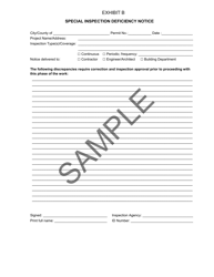 Document preview: Exhibit B Special Inspection Deficiency Notice - Sample - City of Philadelphia, Pennsylvania