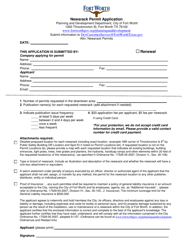Document preview: Newsrack Permit Application - City of Fort Worth, Texas