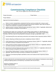 Document preview: Form P_004_CHK Commissioning Compliance Checklist - City of Philadelphia, Pennsylvania