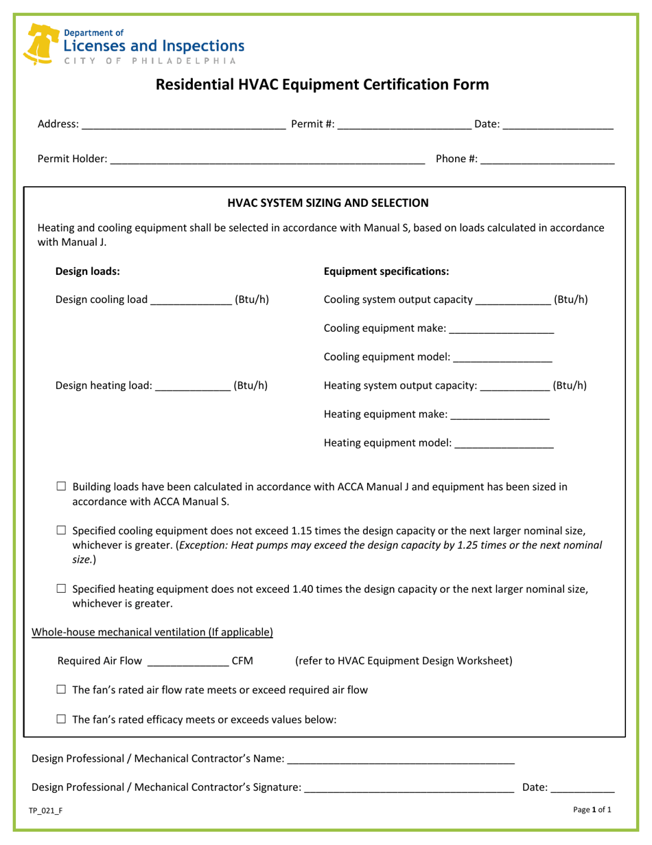 Form TP_021_F Fill Out, Sign Online and Download Fillable PDF, City