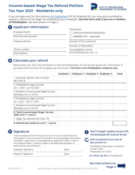 2021 City of Philadelphia, Pennsylvania Wage Tax Refund Petition ...