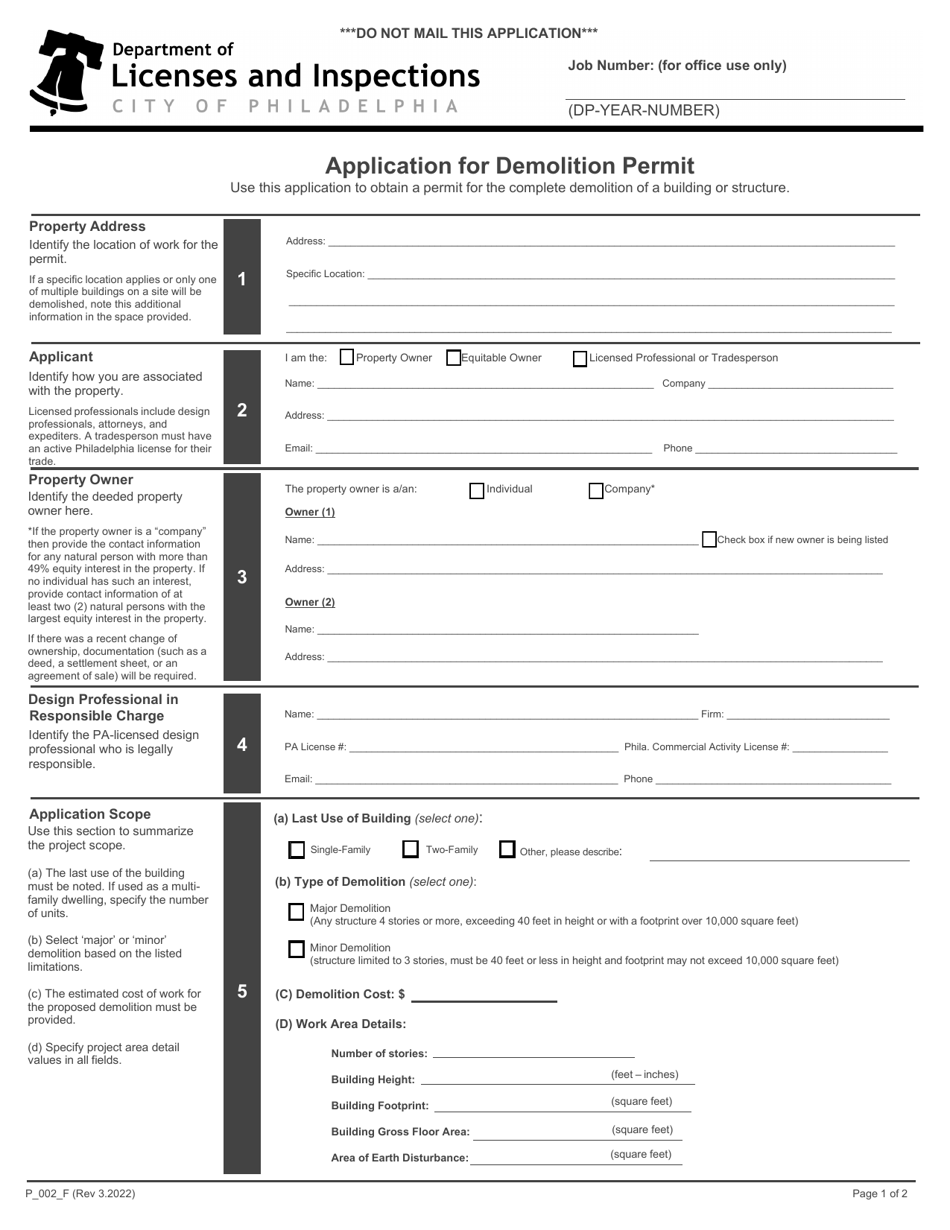 Form P_002_F - Fill Out, Sign Online and Download Fillable PDF, City of ...