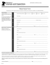 Document preview: Form P_023_F Waste Hauler Form - City of Philadelphia, Pennsylvania