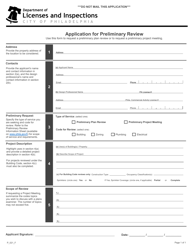 Document preview: Form P_021_F Application for Preliminary Review - City of Philadelphia, Pennsylvania