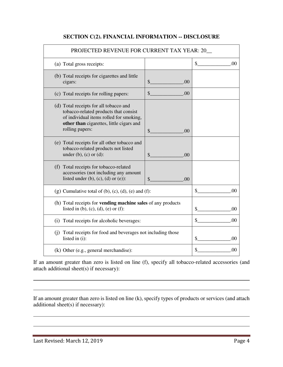 New Application for Specialty Tobacco Establishments Seeking Exemption From the Clean Indoor Air Worker Protection Law - City of Philadelphia, Pennsylvania, Page 4