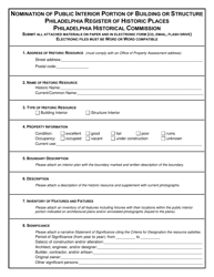 Nomination of Public Interior Portion of Building or Structure - City of Philadelphia, Pennsylvania