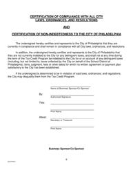 Community Development Corporation Tax Credit Renewal Application - City of Philadelphia, Pennsylvania, Page 6