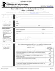 Form EP_004_F Electrical Certification Form for Public/Charter School (Group E Occupancy) - City of Philadelphia, Pennsylvania