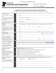 Document preview: Form P_035_F Application for Zoning Administrative Adjustment - City of Philadelphia, Pennsylvania