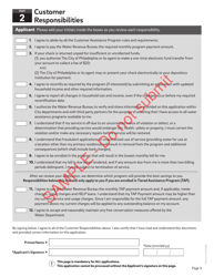 Customer Assistance Application - Sample - City of Philadelphia, Pennsylvania, Page 3