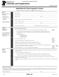 Document preview: Form L_016_F Application for Home Inspector License - City of Philadelphia, Pennsylvania