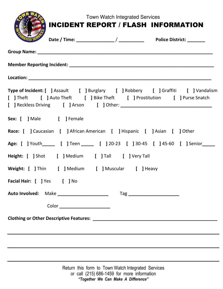 Incident Report / Flash Information - City of Philadelphia, Pennsylvania, Page 1