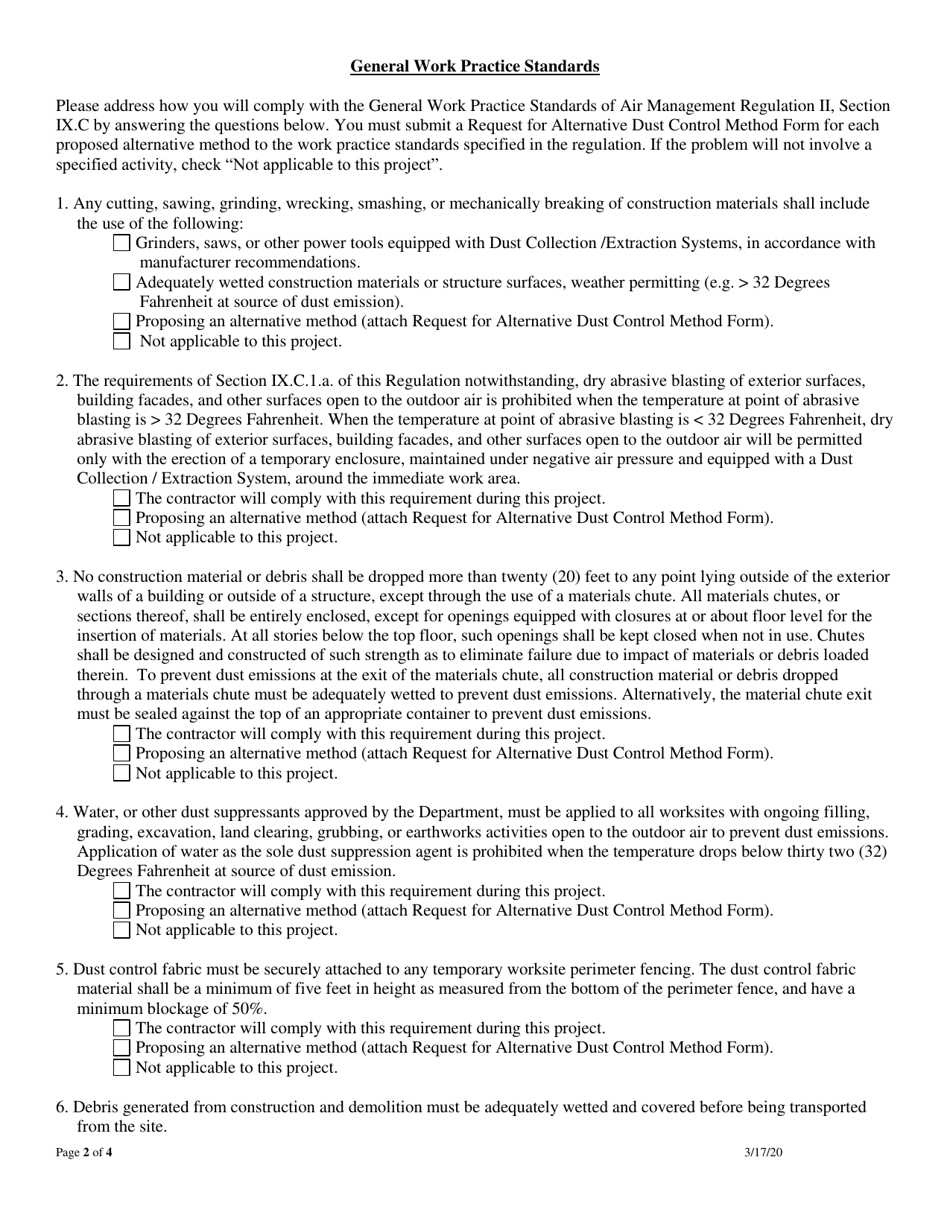 Dust Control Permit Application for Demolition Activities or Earthworks - City of Philadelphia, Pennsylvania, Page 2