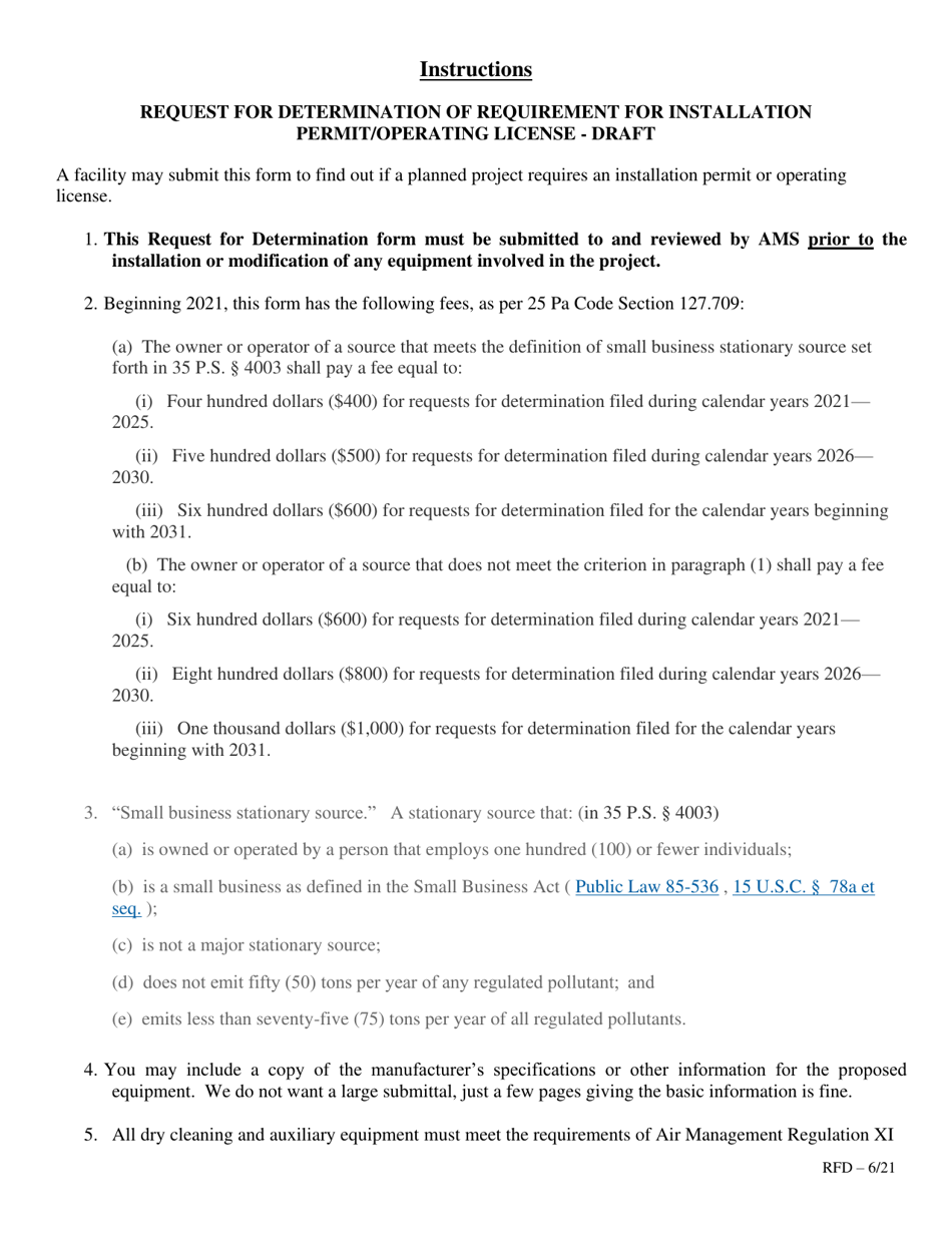 City of Philadelphia, Pennsylvania Request for Determination of Requirement for Installation