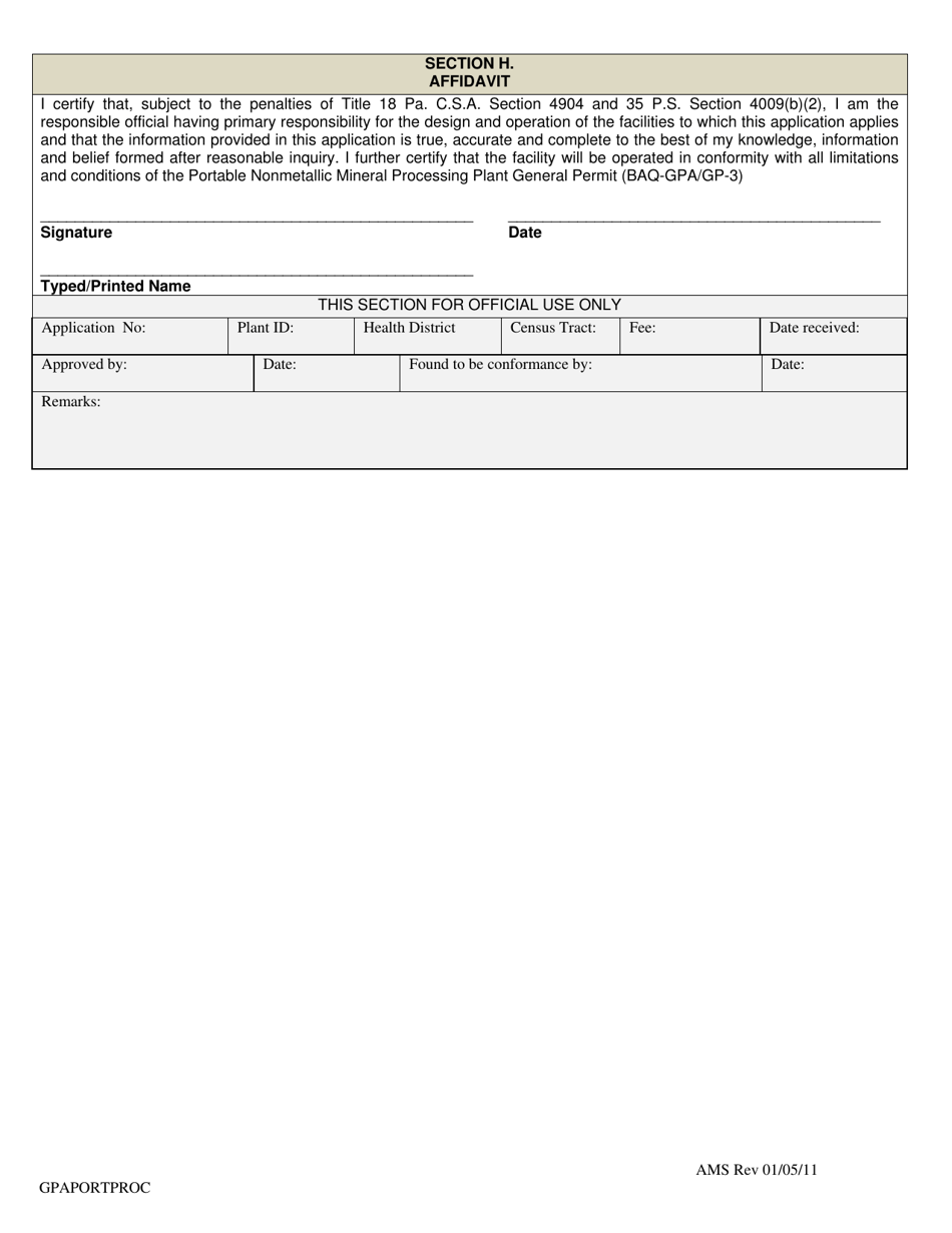 Application for General Plan Approval and General Operating Permit for Portable Nonmetallic Processing Plants - City of Philadelphia, Pennsylvania, Page 4