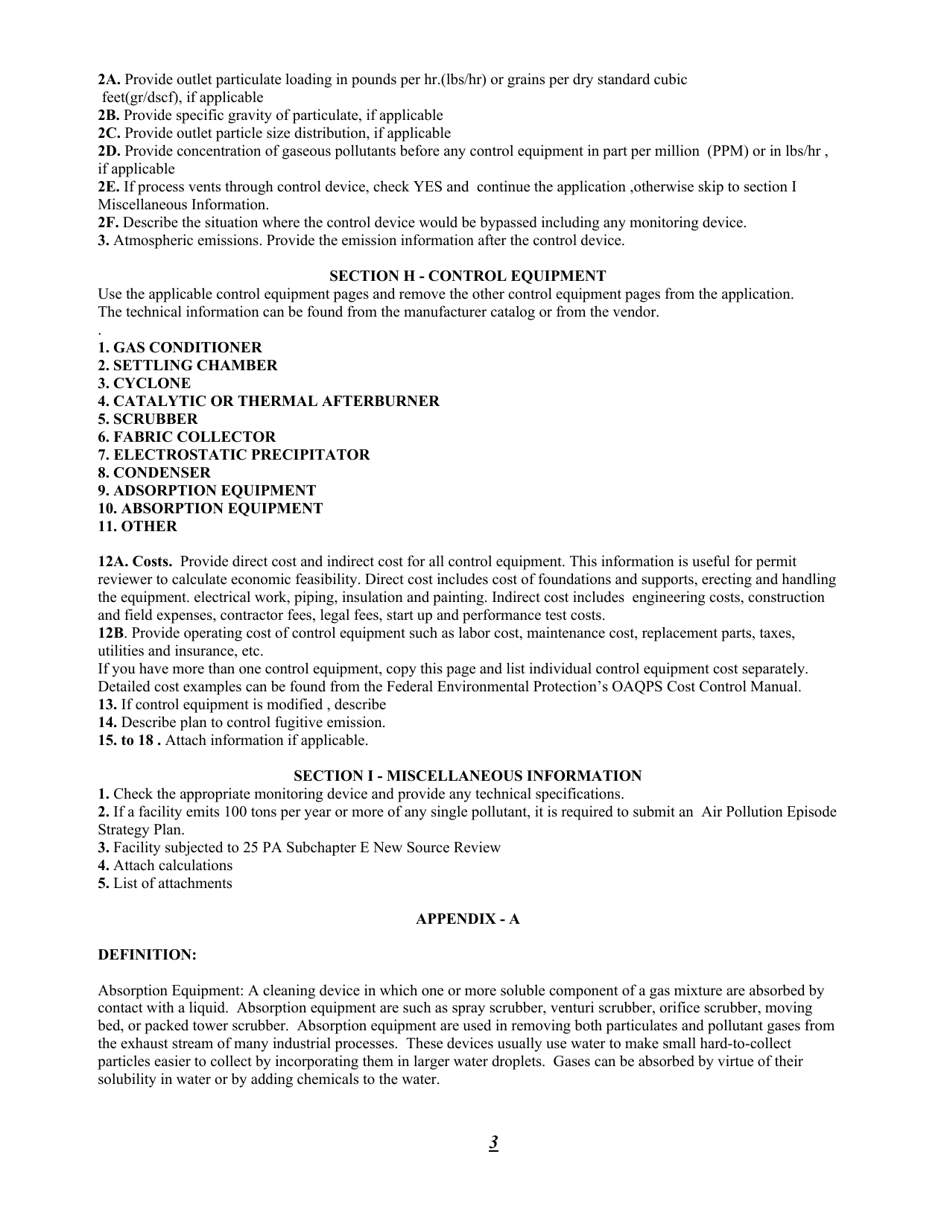 Instructions for Application for Plan Approval to Construct, Modify or Reactivate an Air Contamination Source and / or Air Cleaning Device - City of Philadelphia, Pennsylvania, Page 4