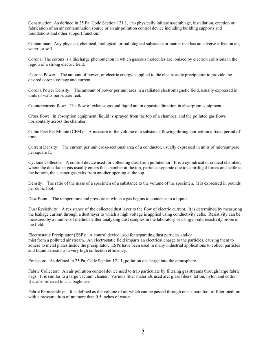 Instructions for Application for Plan Approval to Construct, Modify or Reactivate an Air Contamination Source and / or Air Cleaning Device - City of Philadelphia, Pennsylvania, Page 6