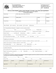 Installation Permit Application for Dry Cleaning and Ancillary Equipment - City of Philadelphia, Pennsylvania