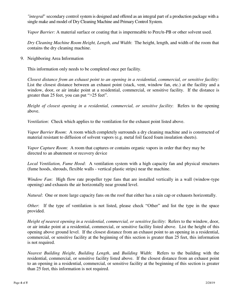 Installation Permit Application for Dry Cleaning and Ancillary Equipment - City of Philadelphia, Pennsylvania, Page 4