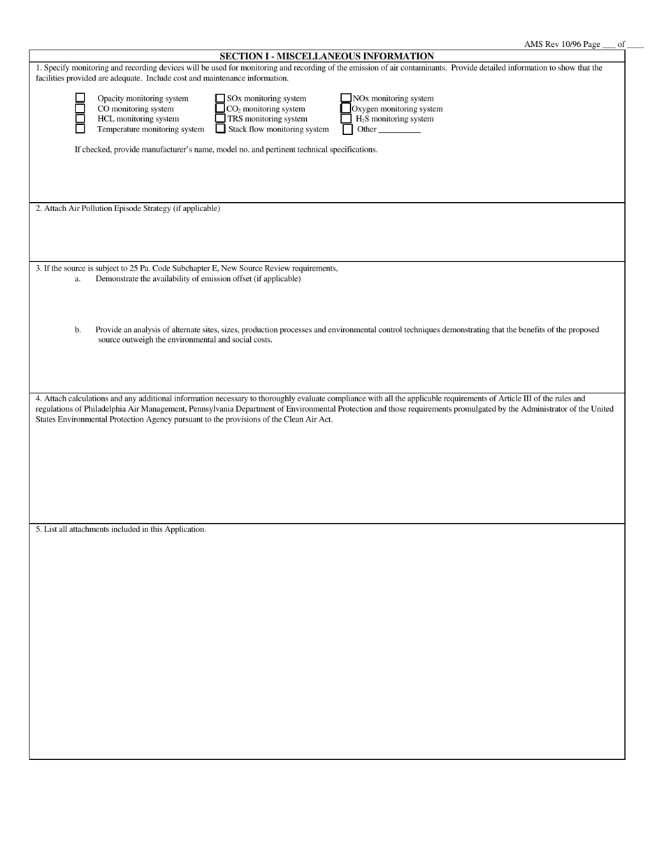Application for Plan Approval to Construct, Modify or Reactivate an Air Contamination Source and / or Air Cleaning Device - City of Philadelphia, Pennsylvania, Page 25