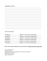 Tree Removal Application - City of Fort Worth, Texas, Page 2