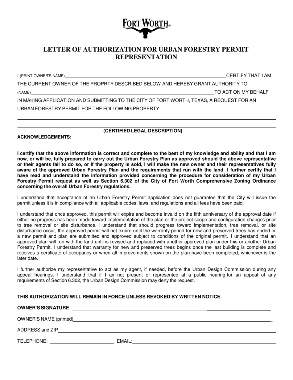 Application for Urban Forestry Permit - City of Fort Worth, Texas, Page 6