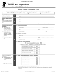 Document preview: Form TP_002_F Smoke Control Certification Form - City of Philadelphia, Pennsylvania