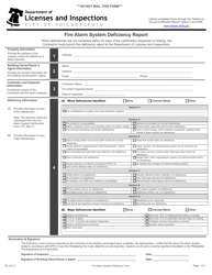 Document preview: Form TP_015_F Fire Alarm System Deficiency Report - City of Philadelphia, Pennsylvania