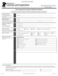 Document preview: Form TP_013_F Fire Suppression System Deficiency Report - City of Philadelphia, Pennsylvania