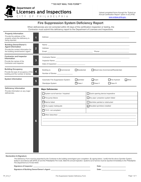Form TP_013_F  Printable Pdf