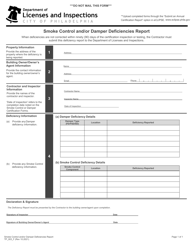 Document preview: Form TP_003_F Smoke Control and/or Damper Deficiencies Report - City of Philadelphia, Pennsylvania