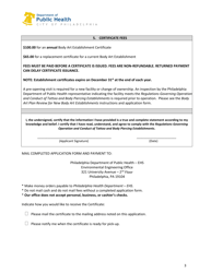 Body Art Establishment Certificate Application - City of Philadelphia, Pennsylvania, Page 3