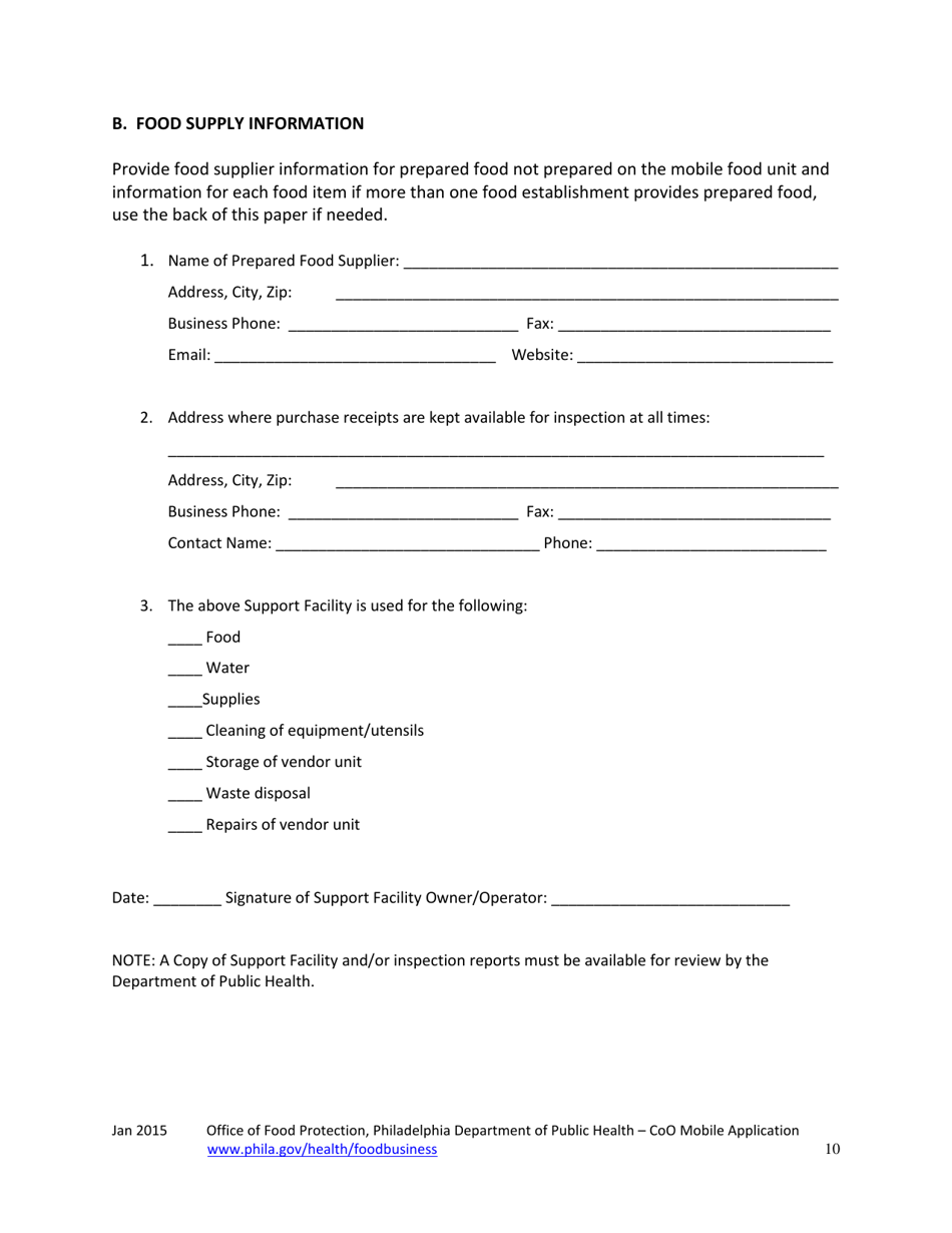 Mobile Food Businesses Plan Review for Change of Ownership and Licensee - City of Philadelphia, Pennsylvania, Page 10