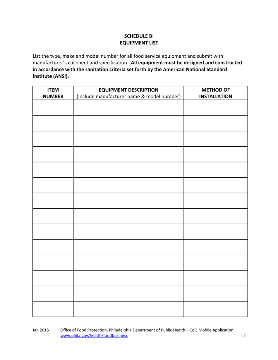 Mobile Food Businesses Plan Review for Change of Ownership and Licensee - City of Philadelphia, Pennsylvania, Page 11