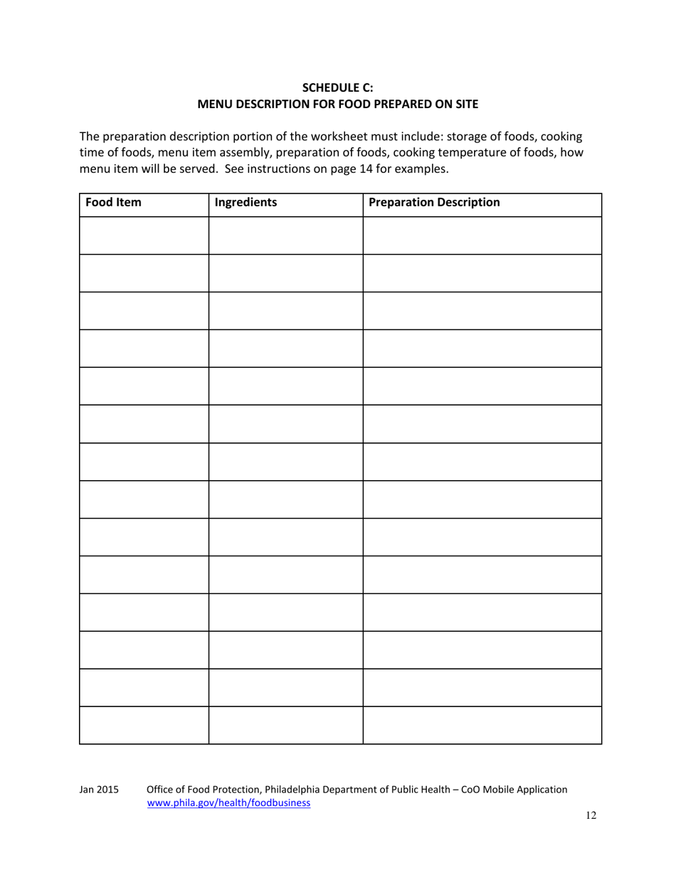 Mobile Food Businesses Plan Review for Change of Ownership and Licensee - City of Philadelphia, Pennsylvania, Page 12