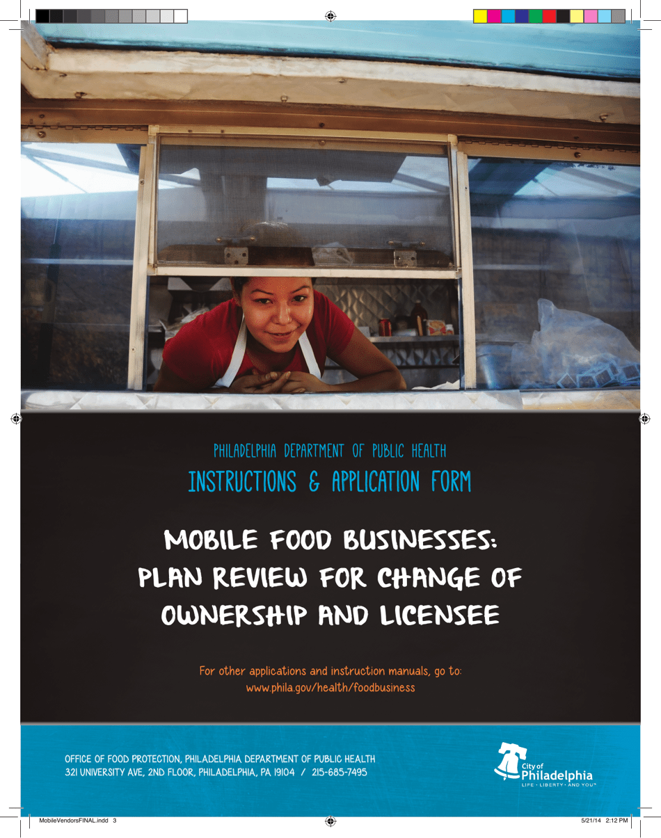 Mobile Food Businesses Plan Review for Change of Ownership and Licensee - City of Philadelphia, Pennsylvania, Page 1