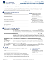 Document preview: Solicitud De Exencion Impositiva Para Viviendas Familiares (Homestead) - City of Philadelphia, Pennsylvania (Spanish)