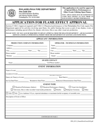 Application for Flame Effect Approval - City of Philadelphia, Pennsylvania