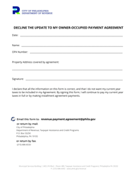 Owner-Occupied Payment Agreement (Oopa) Opt-Out Form - City of Philadelphia, Pennsylvania, Page 2