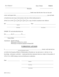 Affidavit of Relationship to Decedent and Request for Payment of Deposit Account to Family Member Pursuant to 20 Pa.c.s.a. 3101 - Pennsylvania, Page 2