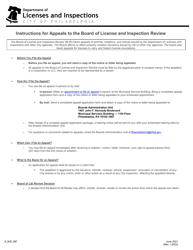 Document preview: Instructions for Form A_003_F Board of License and Inspection Review Appeal Application - City of Philadelphia, Pennsylvania