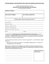 Petition Seeking a Late Non-profit Real Estate Tax Exemption (Nunc Pro Tunc) - City of Philadelphia, Pennsylvania, Page 2