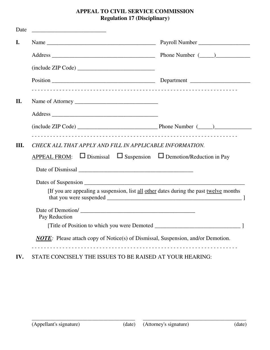 City of Philadelphia, Pennsylvania Appeal to Civil Service Commission