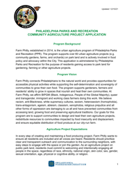 Document preview: Community Agriculture Project Application - City of Philadelphia, Pennsylvania