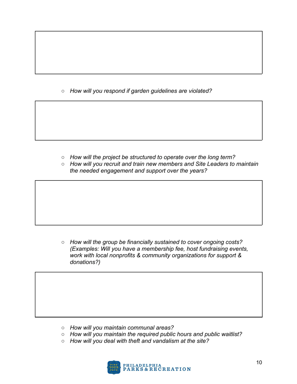 Community Agriculture Project Application - City of Philadelphia, Pennsylvania, Page 10