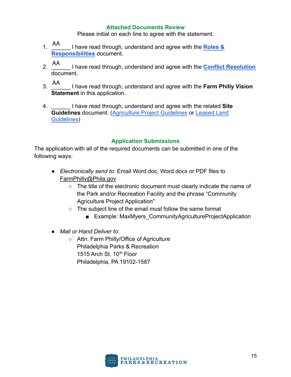 Community Agriculture Project Application - City of Philadelphia, Pennsylvania, Page 15